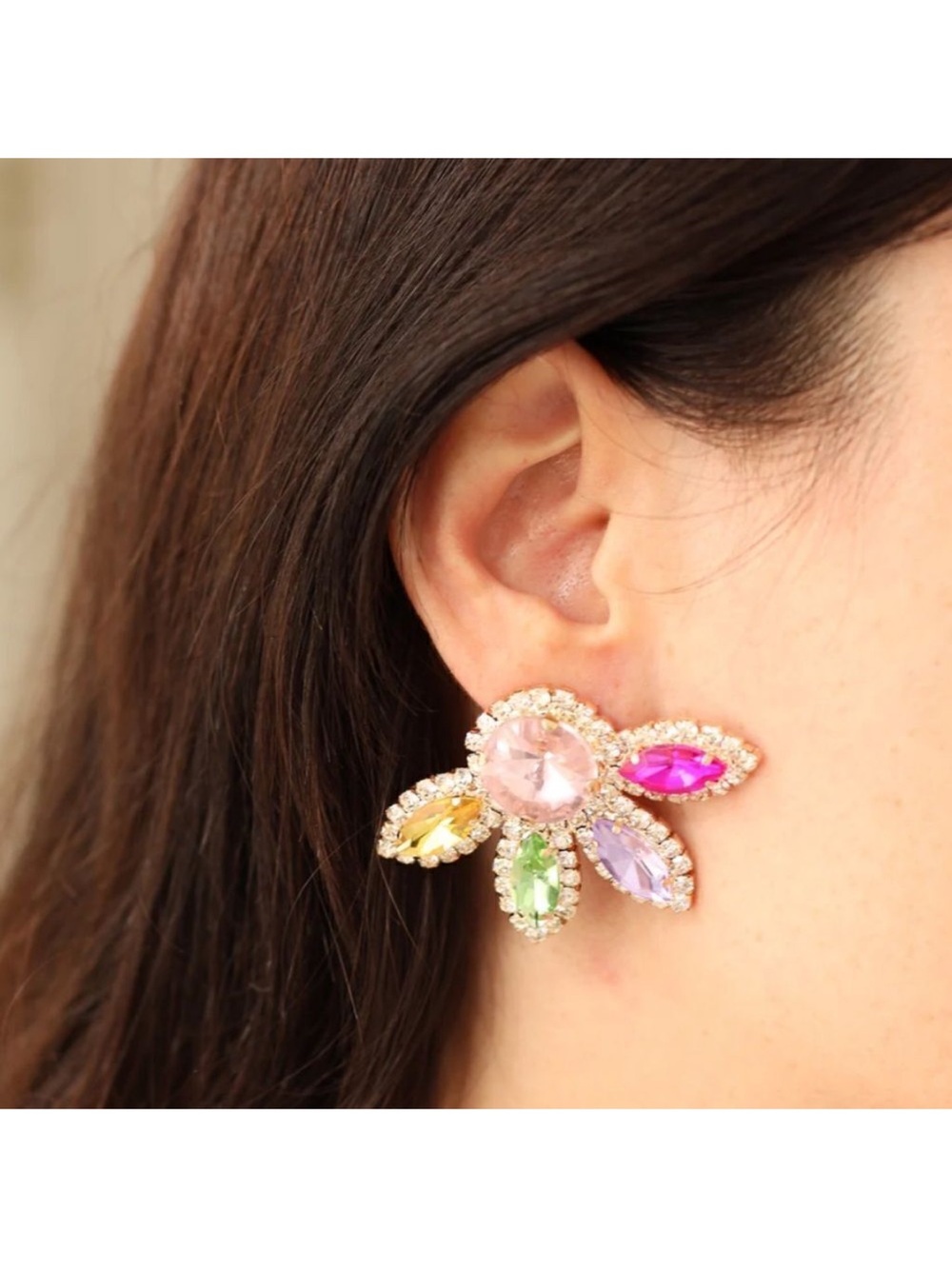 Multicolor Flower Statement Earrings A99